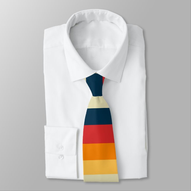 red, blue, orange and yellow stripes tie (Tied)