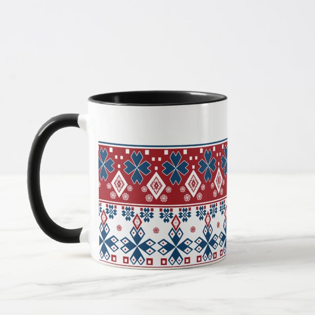 Red blue ornament mug (Left)