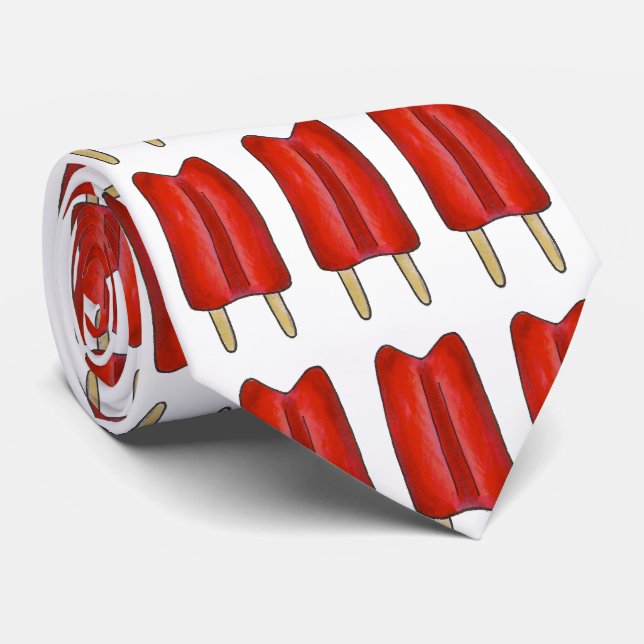Red Blue Patriotic Twin Pop Popsicles July 4th Tie (Rolled)