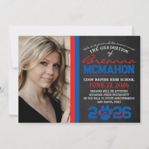 Red & Blue Paw Print Graduation Announcement