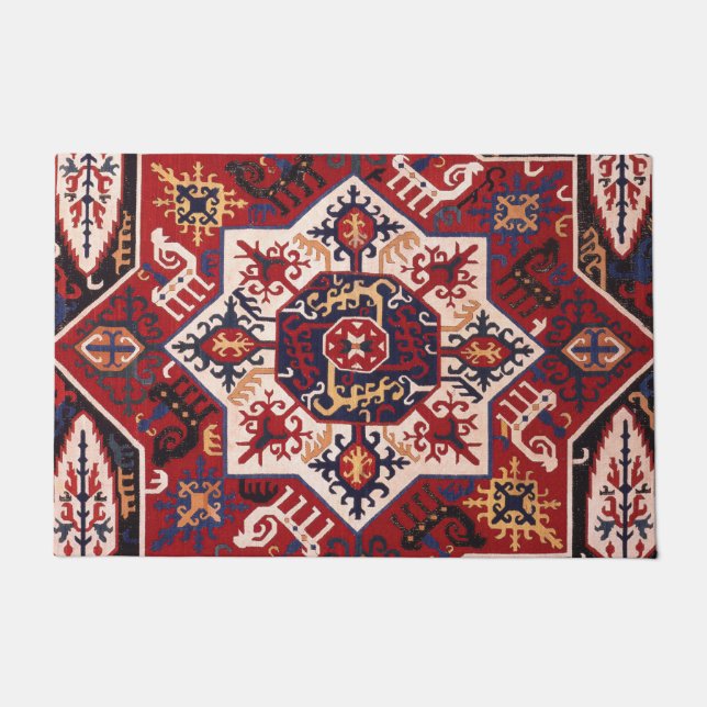 Red & Blue Persian Design Doormat (Front)