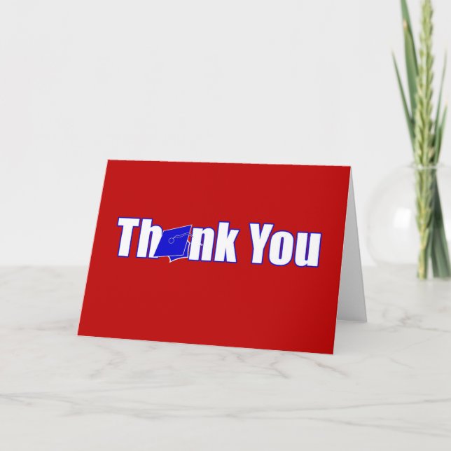 Red &Blue Personalised Graduation Thank You Card (Front)