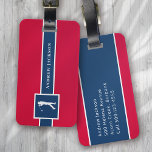 Red Blue Personalised Monogram Golfer Luggage Tag<br><div class="desc">This design features a golfer swinging a club and can be personalised with a name with space for text on the back</div>
