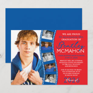 Red & Blue Photo Filmstrip Grad Announcement