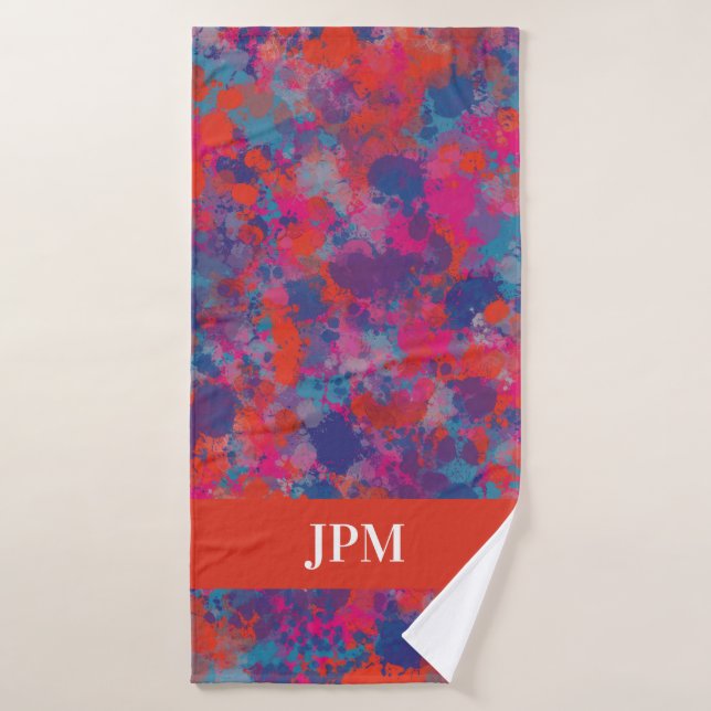 Red, Blue & Pink Drops Abstract Bath Towel (Bath Towel)