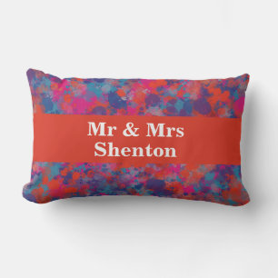 Red, Blue & Pink Drops Abstract Lumbar Cushion