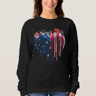 Red Blue Pitbull Heart USA Flag Pretty 4th Of July Sweatshirt