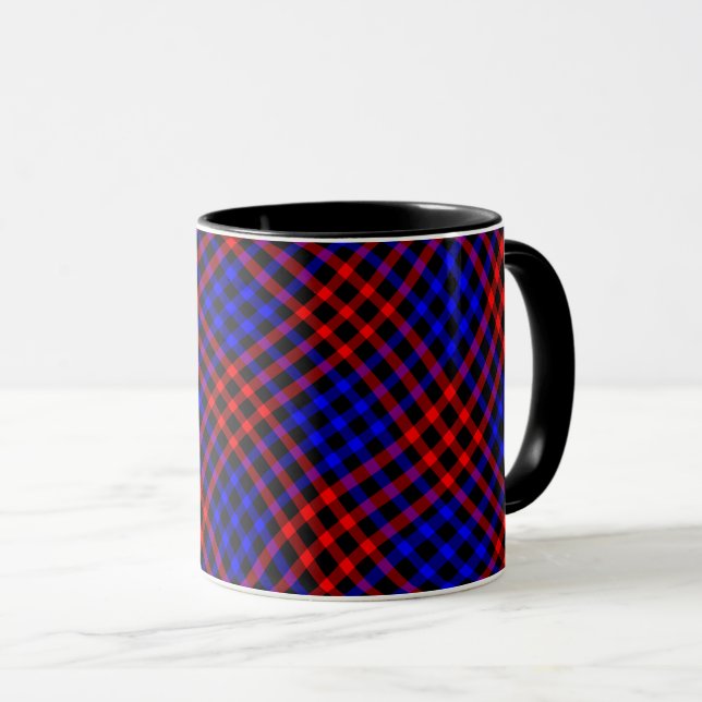 Red Blue Plaid Chequered Seamless Pattern Mug (Front Right)