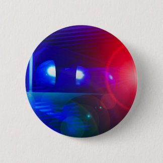 red & blue police lights 6 cm round badge