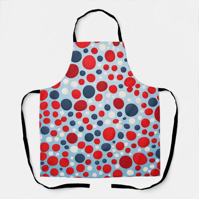 Red Blue Polka Dot Pattern Apron (Front)
