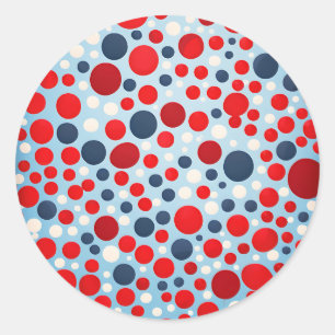 Red Blue Polka Dot Pattern Classic Round Sticker