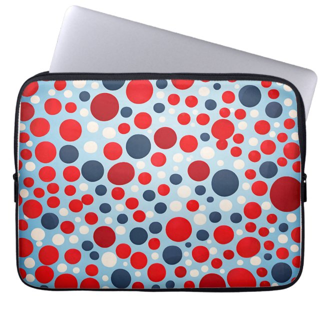 Red Blue Polka Dot Pattern Laptop Sleeve (Front)