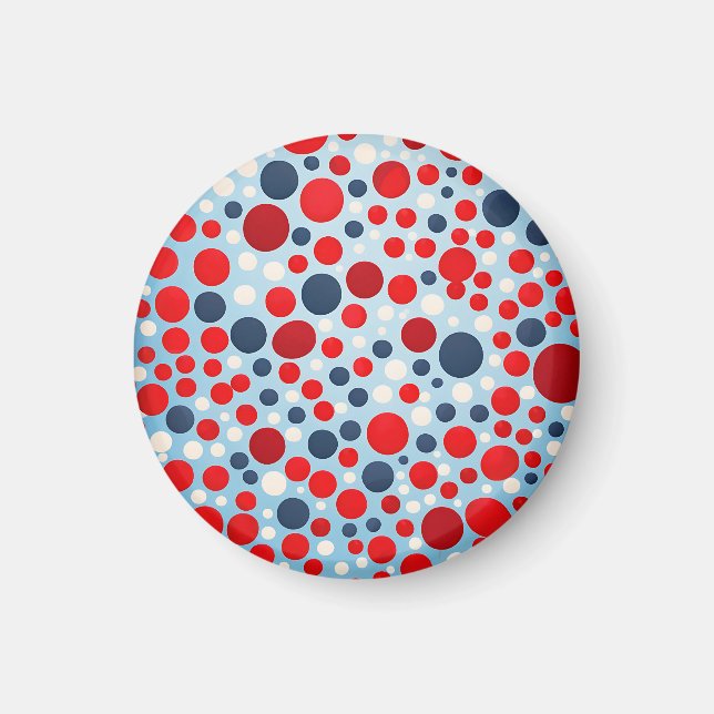 Red Blue Polka Dot Pattern Magnet (Front)