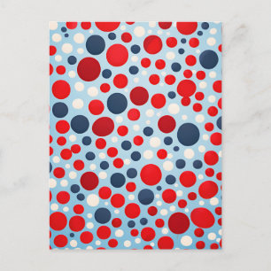 Red Blue Polka Dot Pattern Postcard