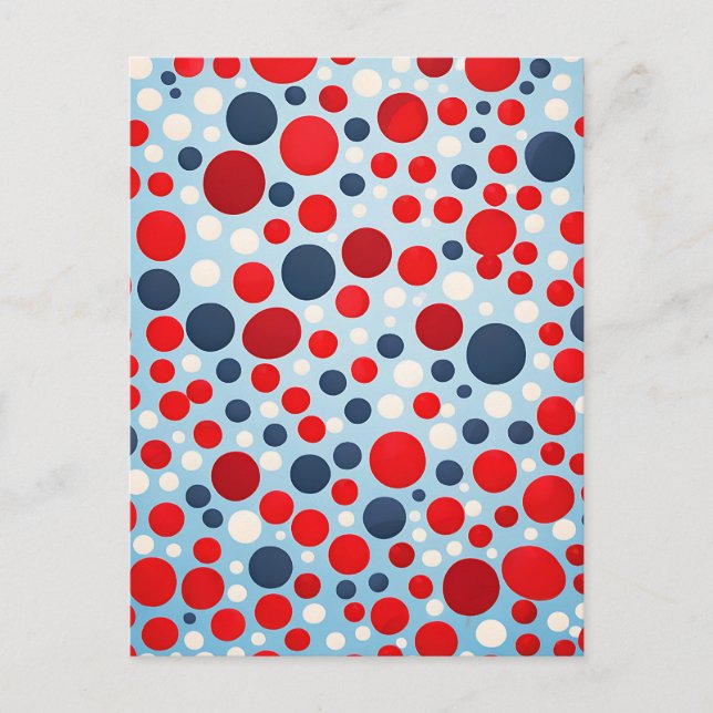Red Blue Polka Dot Pattern Postcard (Front)
