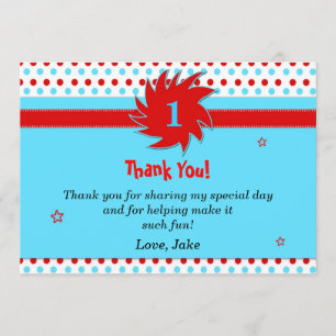 Red Blue Polka Dots Thank You Card