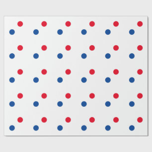 Red Blue Polka Dots White Custom Colour Holiday Wrapping Paper