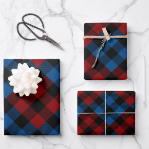 Red & Blue Quilt Buffalo Plaid Holiday Wrapping Paper Sheet