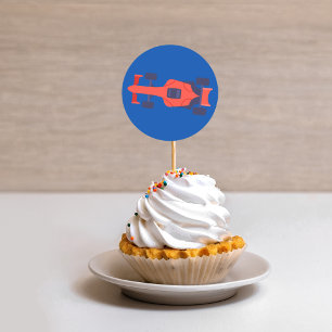 Red Blue Racing Car Racetrack Baby Boy Dedication Classic Round Sticker