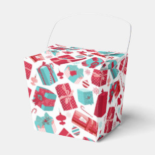 Red & Blue Retro Christmas Packages Favour Box