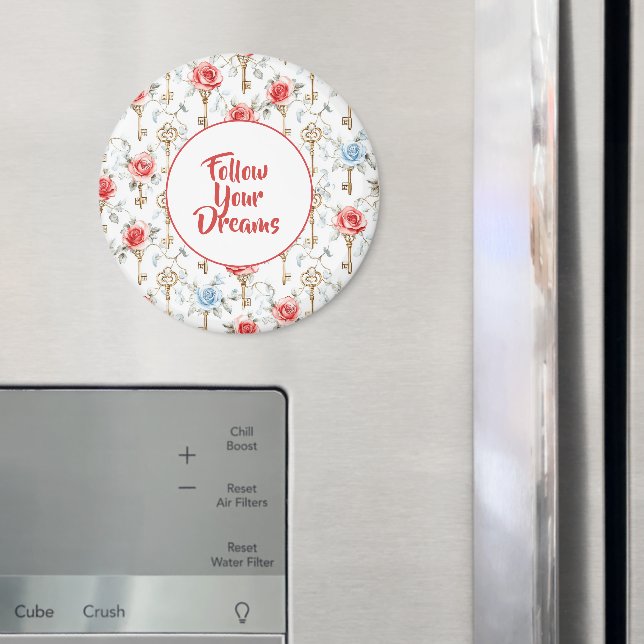 Red Blue Roses Gold Keys   Magnet (In Situ (Fridge))