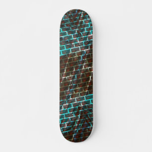 Red blue rust, scratches, small brick or grid skateboard