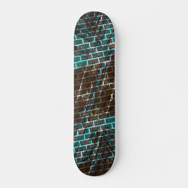 Red blue rust, scratches, small brick or grid skateboard (Front)
