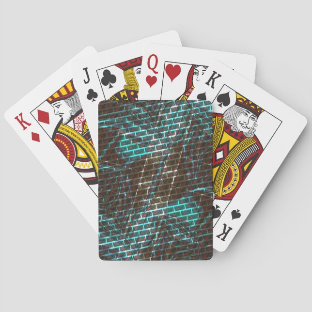 Red blue rust, scratches, small grid or brick playing cards (Back)