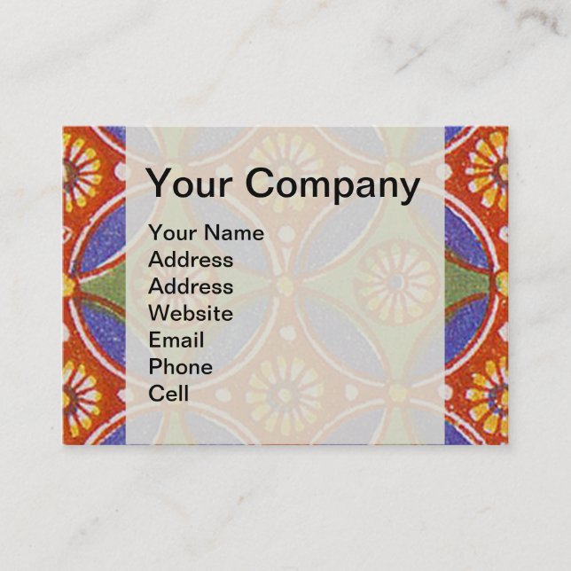 Red Blue Rustic Colourful Circle Egypt Art Pattern Business Card (Front)
