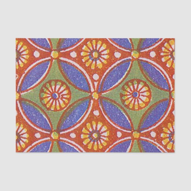 Red Blue Rustic Colourful Circle Egypt Art Pattern Tissue Paper (Front)