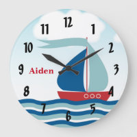 Red & Blue Sailboat on Water Waves, Personalised