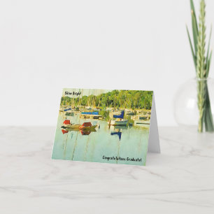 Red & Blue Sailboats Congrats Graduation Card