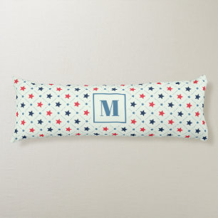 Red Blue Star Dot Line Geometric Pattern Monogram Body Cushion