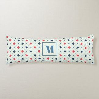 Red Blue Star Dot Line Geometric Pattern Monogram Body Cushion