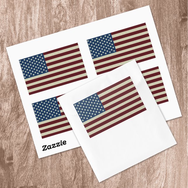 Red & Blue Stars & Stripes American Flags USA Rectangular Sticker (Creator Uploaded)