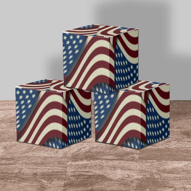 Red Blue Stars & Stripes USA American Flags Favour Box (Creator Uploaded)