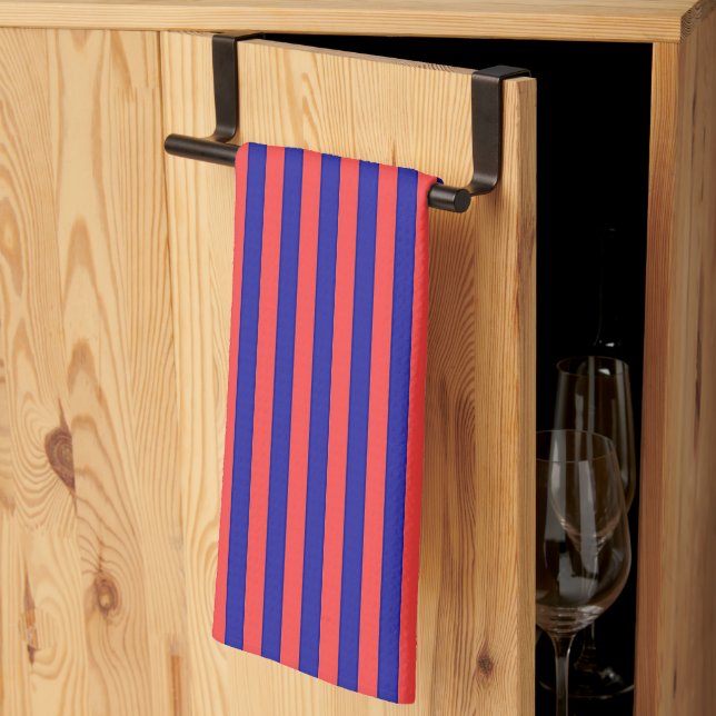 Red Blue Stripe Chef  Tea Towel (Thirds Fold)