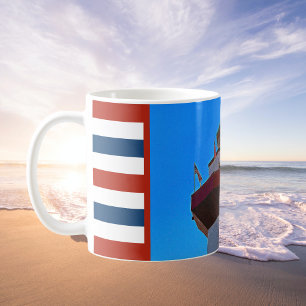 Red & Blue Striped Hilton Head Lighthouse Coffee Mug