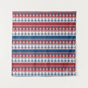 Red Blue Striped Norwegian Pattern Tapestry