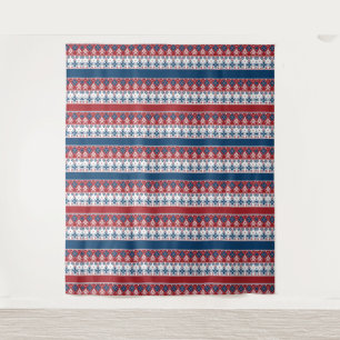 Red Blue Striped Norwegian Pattern Tapestry
