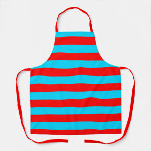 Red Blue Stripes Design Apron