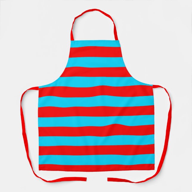 Red Blue Stripes Design Apron (Front)
