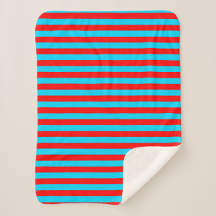 Red Blue Stripes Design Sherpa Blanket