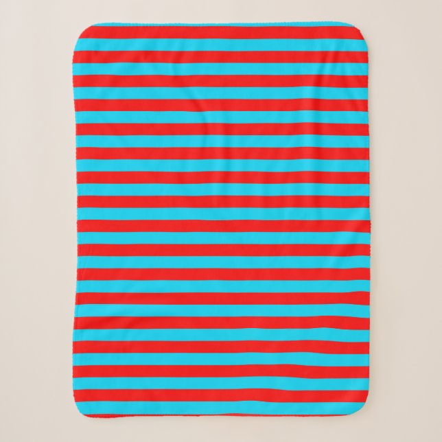 Red Blue Stripes Design Sherpa Blanket (Front)