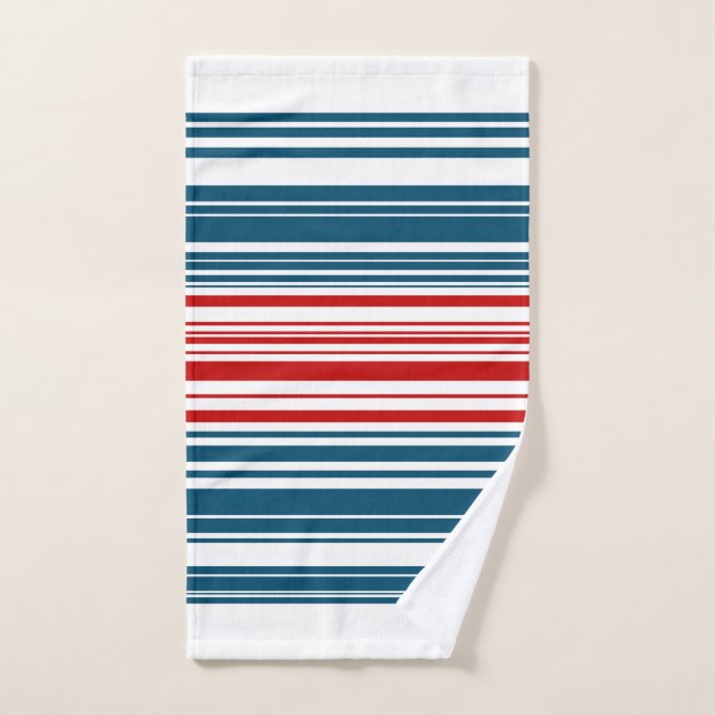 Red Blue Stripes Hand Towel (Hand Towel)