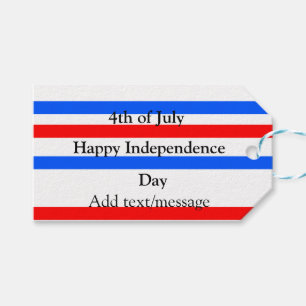 Red blue stripes independence day 4th of July Gift Tags