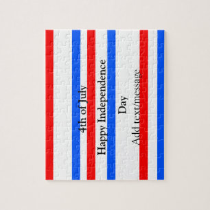 Red blue stripes independence day 4th of July Jigsaw Puzzle