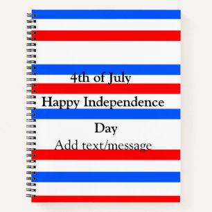 Red blue stripes independence day 4th of July Notebook