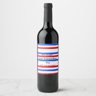 Red blue stripes independence day 4th of July Wine Label
