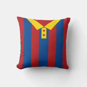Red & Blue Stripes Name & Number Soccer Jersey Cushion